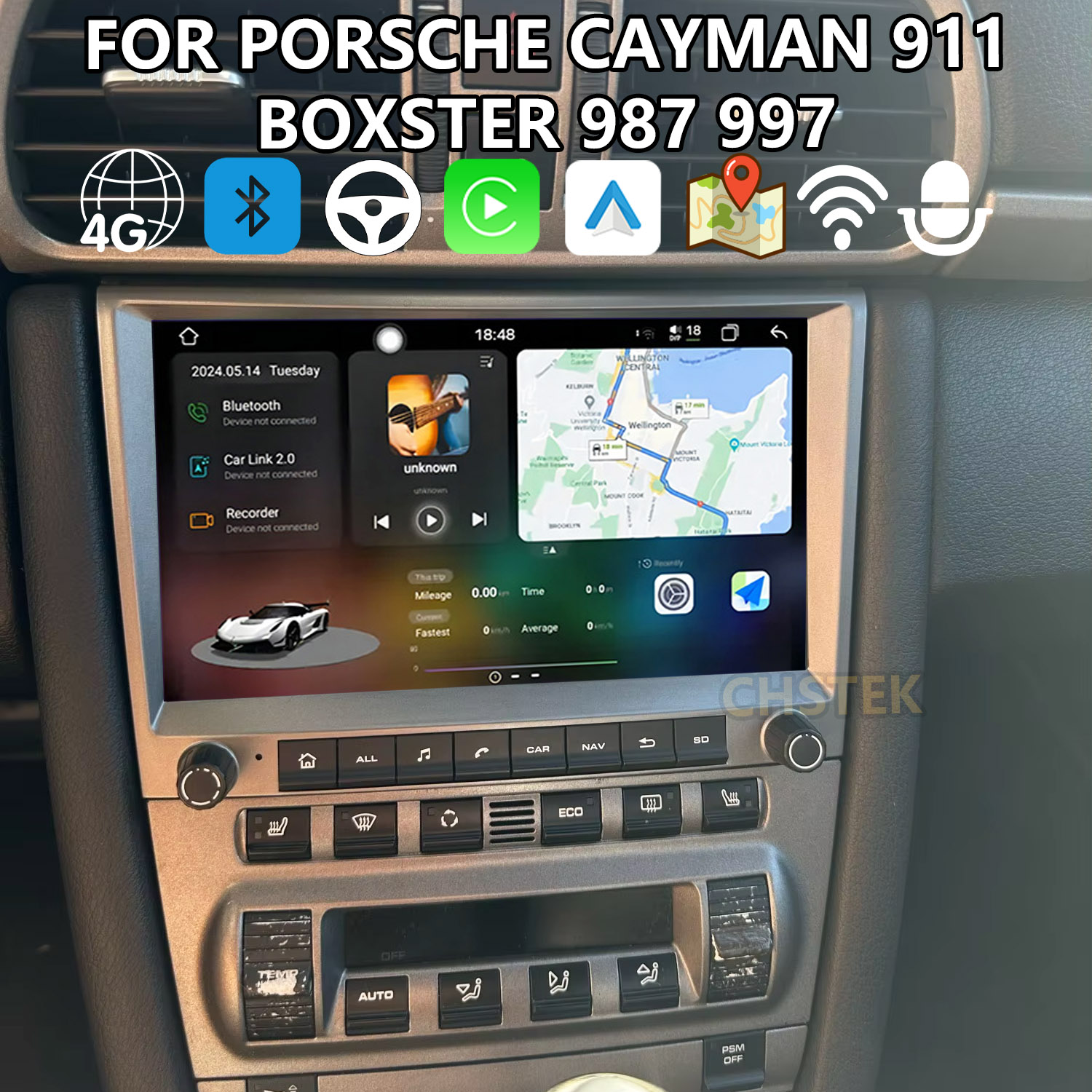 Model Kit Porsche 911 - CHSTEK Nawigacja samochodowa Carplay do Porsche